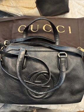 Gucci Black Leather Double-Handle Shoulder Bag
